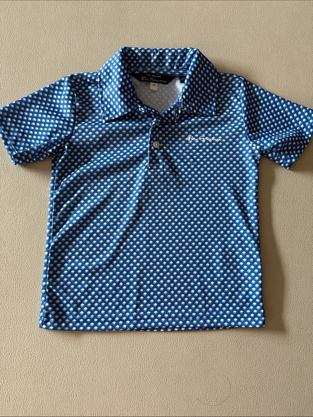 Ben Sherman Blue Diamond-Pattern Kids Polo